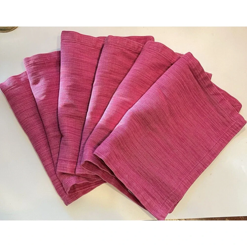 Crate & Barrel Lamont Placemat Raspberry Placemat Cotton Set of 6 18x12